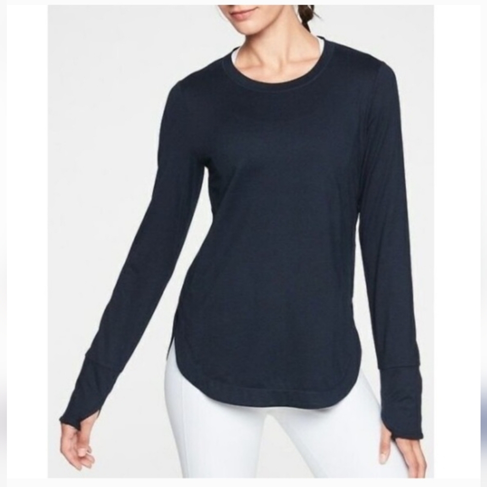 Athleta Uptempo Top Blue Black Space Dye Size 1X